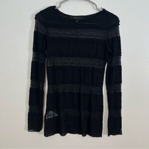 BCBGMaxAzria Lace Black Long Sleeve Top XS